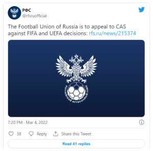 撤回！俄羅斯足協撤回遭FIFA禁賽上訴 確定無緣2022世界盃
